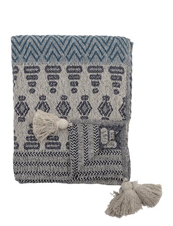 Bloomingville Plaid, Blå, Genanvendt Bomuld - Blue - 160X130CM