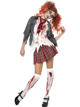 SKOLEPIGE ZOMBIE KOSTUME VOKSEN L