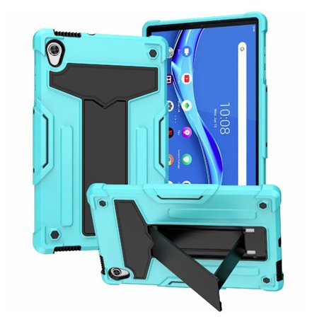 Lenovo Tab M10 HD Gen 2 T-formad kickstabd + silikonskydd - Cyan / Svart