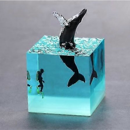 Cubes LED-lys Hajdykker Natlys Havbundsdykker Valg Epoxyharpiks Ocean Natlys til Skrivebords- og Rumudsmykning