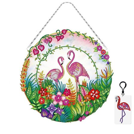 5D Jouluovikranssi (Flamingot) Timanttimaalaus LED-valolla Seinäkoriste