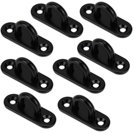 8 stk. Sorte Øjebolteplader til Svingkroge Hængekøje Tilbehør