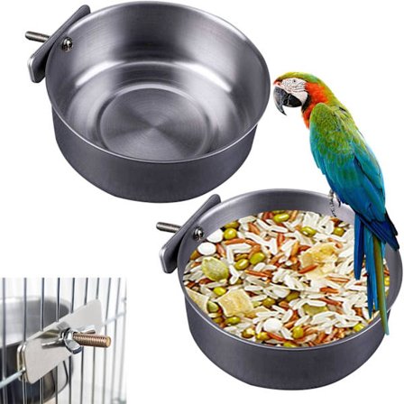 2 stk (12 cm rund) Rustfrit Stål Papegøje Foder Skål Papegøje