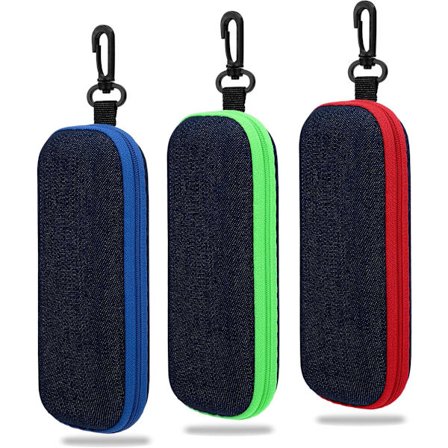 Brilleetui Bærbart Denimstof Hårdt Brilleetui Rejsebrilleetui med Lynlås 3 Stykker