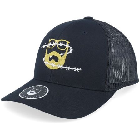 Bearded Man - Svart trucker Keps - Wire Logo Black Trucker @ Hatstore