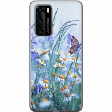 Huawei P40 Genomskinligt Skal Blommor