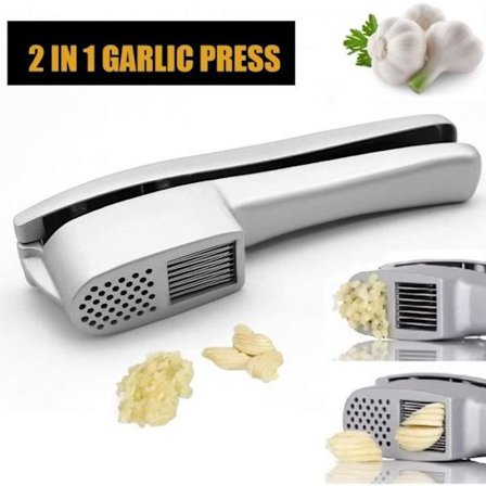 Vitlökspress Rostfri Hackare, Enkel Rengöring för Kök, Rostfri Vitlökspress, 2 i 1