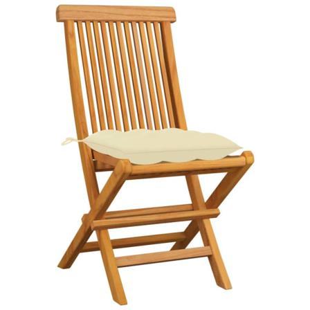 Vidaxl Trädgårdsstolar Med Gräddvita Dynor 4 St Massiv Teak Creme
