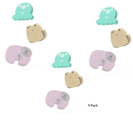 Pakke med 9 Nem Opbevaring Dør Anti-Klemme Tegneserie Baby Finger