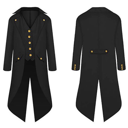 Halloween Kläder för Förälder och Barn, Herr Retro Kläder, Barn Midilång Punk Retro Smoking Svart-FF-