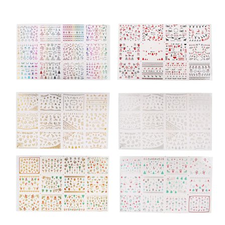 6 stk. udsøgte neglekunst-klistermærker, julemode, negle-DIY-klistermærke, manicure-værktøj