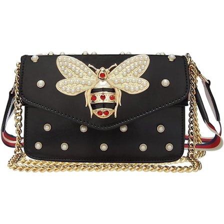 Designer Bee Plånbok Mode Crossbody Väska med Pärlor Kvinnor PU Läder Axelremsväska