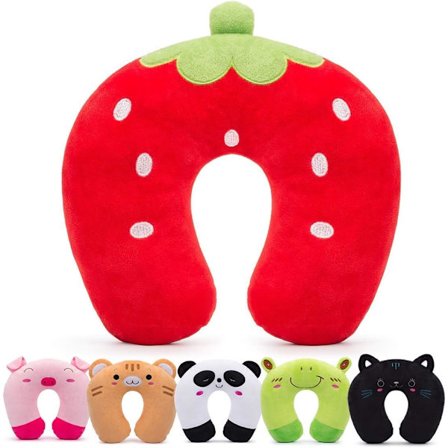Rejsepude til børn småbørn - blød nakkehovedhagepude, sødt dyr, behagelig i enhver siddestilling