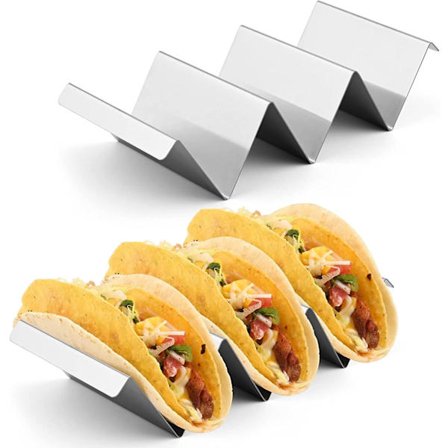 Taco-stativ, sett med 2 304 rustfrie stål pølsestativ med håndtak, oppvaskmaskinsikker tortilla-stativ for taco, smørbrød, pølser