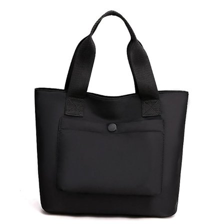 Mordely Women's Canvas Tote Bag Canvas Handbag With Multi Pockets Closure For Teens To Adults Black)