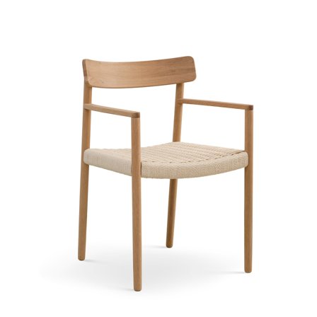 Sydney spisebordsstol med armlæn, Naturflet - Håndflettet Sæde - Spisestuestol, Køkkenstol - 53,5x53,5x80,4cm - Perfekt komfort og stilfuldt design