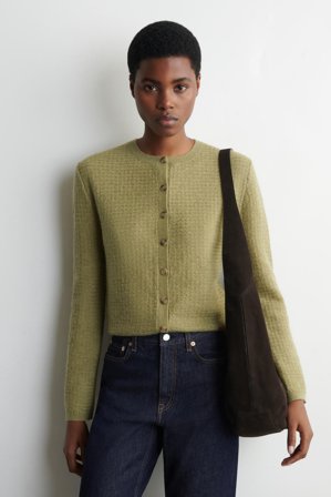COS Femme Cardigan En Maille Zigzag De Mohair Mélangé in Vert
