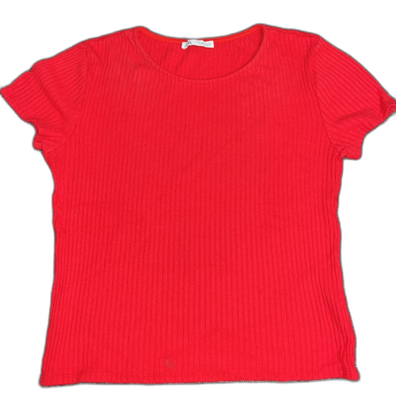 Röd ribbad topp Zara