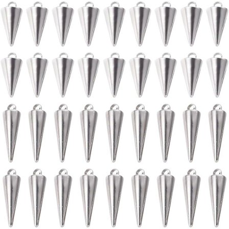 60 st. rostfritt stål konformade berlocker 13~17mm Hypoallergena PunkStyle Berlocker Spikberlocker Hängande Örhänge Berlocker för DIY 