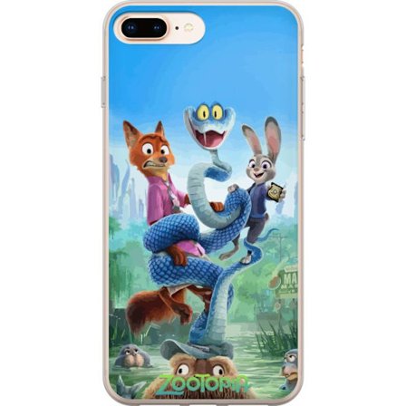 Kompatibel Mobilcover til Apple Apple iPhone 8 Plus Zootopia-inspireret animeret plakat med ræv kanin og slange farverigt eventyr humor og familieven