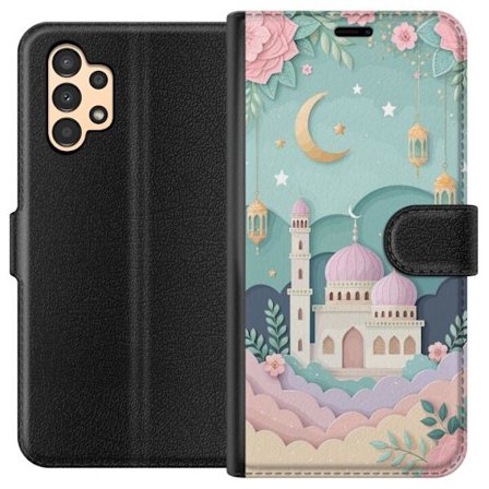 Yhteensopiva Lompakkokotelo Samsung Galaxy A13 Sagolik moské i pastellfärger med hängande lyktor stjärnor och halvmåne bland moln