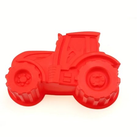 1 stk, traktorformet kakeform, 16,51 cm x 26,92 cm x 7,01 cm, bakeform, bakeform, stekeovnstilbehør, rød