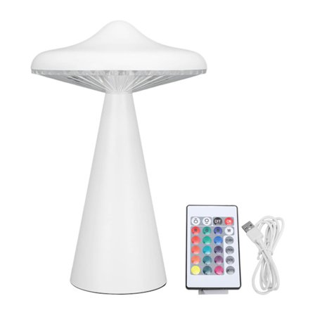 Svampe LED-bordlampe Hvid natlampe USB genopladelig 16 farver Touch fjernbetjening Trådløs lampe til sengekanten