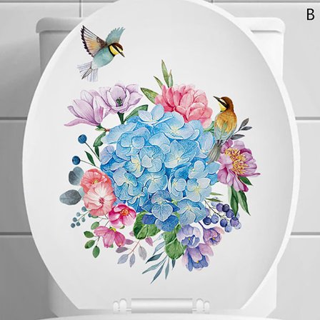 WC Stickers Toalett Blommigt Wall Sticker För Badrum Toalettlock