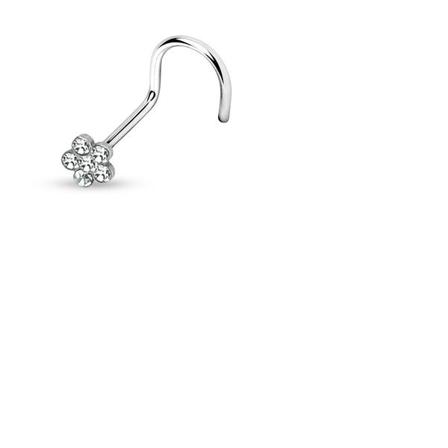Ruuvattava kukkamainen nenälävistys 316L terästä valkoisilla zirkoneilla