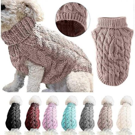 1 stk. Strikket Trøje med Rullekrave til Hunde Vintervarm Tyk Pullover Strikket Trøje Hæklet Trøje Tøj