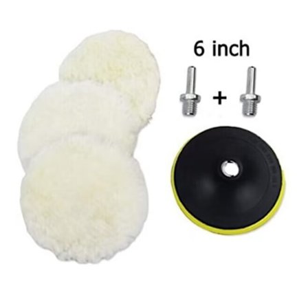 6 kpl 6" villakiillotuslaikkoja, 150 mm sienilevysarja auton kiillotukseen, kiillotushupulla varustetut M14-porasovittimet