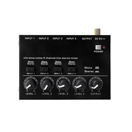 Mini Stereo Mixer Max400 Ultralow Noise 4 Kanals Mixers Blandningskonsol Dc5v För Elgitarr D