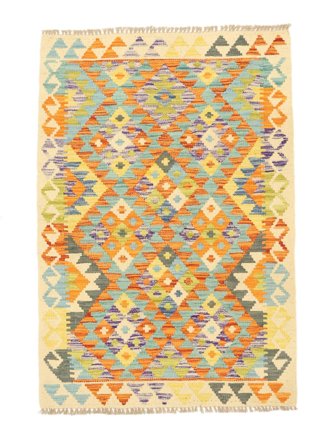 82X116 Tappeto Orientale Kilim Afghan Old Style Arancione/Verde (Lana, Afghanistan)