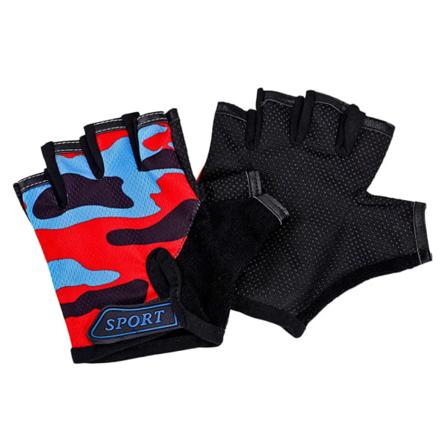 2023 New Child Cykling Camouflage Barns Half Finger Cykelhandskar Höga elastiska Halkfria cykelhandskar Ridutrustning mixed 1