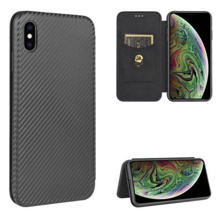iPhone XS Max Flip Case Kortrum CarbonDreams Black