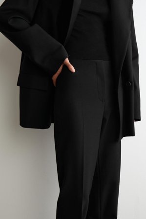 COS Men's Slim Wool-Blend Trousers in Black