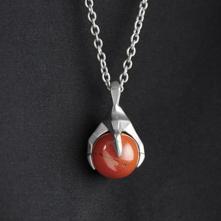 Jax Stainless Steel Claw Necklace with Red Jasper Stone for Men - Steel necklaces