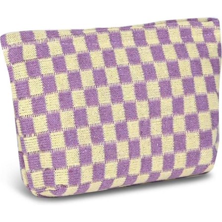 Sminkväska - Lila, Galler Resväska Kosmetisk Väska, Rutig Mönster Bärbar Rutig Mönster Kvinnors Förvaringsfodral, Ull Kosmetisk Väska Kosmetisk Påse