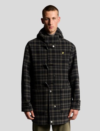 Lyle & Scott Modular Tartan Duffle Coat - Grey - L