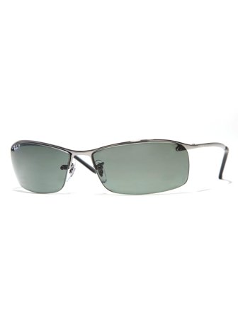 Ray Ban Active Men's sunglasses with a frame made of metal in silver and lenses in green