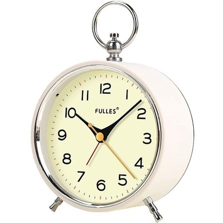 Analog vekkerklokke uten tikking med nattlys Retro stille vekkerklokke Mini batteridrevet klokke for barnerom B