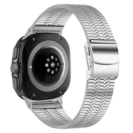 Armband kompatibelt med Samsung Galaxy Watch Ultra 8 i rostfritt stål med femkorns design och sköldpaddsspänne Silver