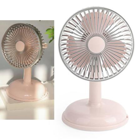 Vintage USB-driven fläkt - Bärbar miniskrivbordsfläkt - Retro ljusrosa för sommaren