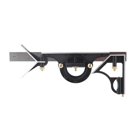 Kombination Vinkelmåler Lineal 300mm Justerbar Skydelære og Vinkelmåler Niveau Målesæt