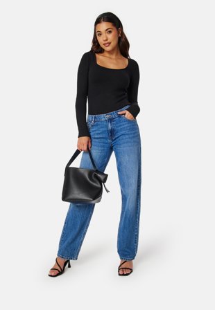 BUBBLEROOM Skyla round neck top Black Klær