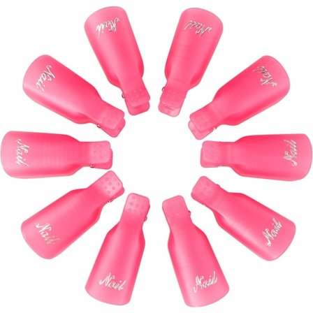 Nagelklämmor, 10 st Nagelborttagningsklämmor, Nagellacksborttagningsklämmor, för UV Gel Polish Borttagning (Rosa)
