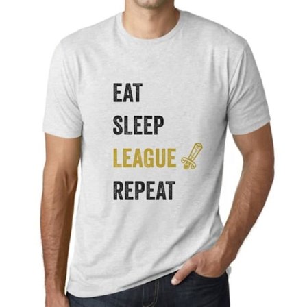 Herr T-shirt Eat Sleep League Gamer Gaming Rolig Esports T-shirt Vintage White