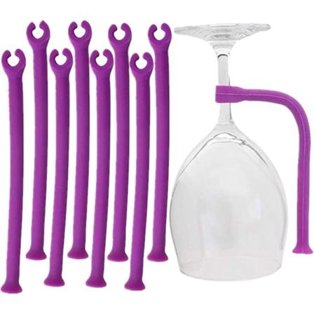8 purppuranpunaisen silikonisen viinilasitelineen set - Astianpesukoneen kestävä lasiesineiden organizer kiillottamattomalla puhdistuksella - 