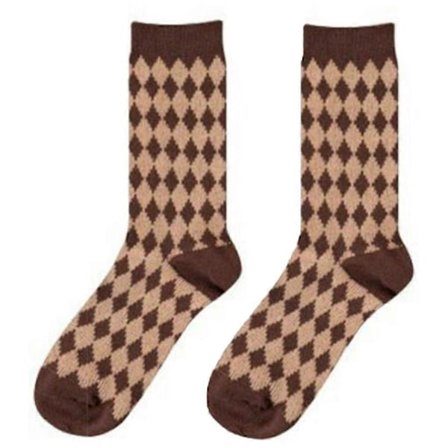 Dame Efterår Tykke Varme Crew Sokker Japansk College Stil Geometri Stribet Argyle Plaid Mønster Harajuku Tube Strømper 3