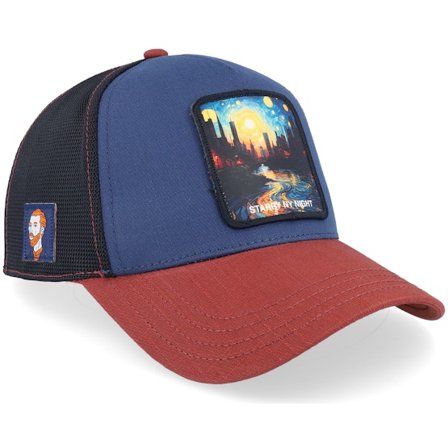 Capslab - Art Starry Night Black/Blue/Burgundy A-Frame Trucker Trucker Blue Cap - @ Hatstore